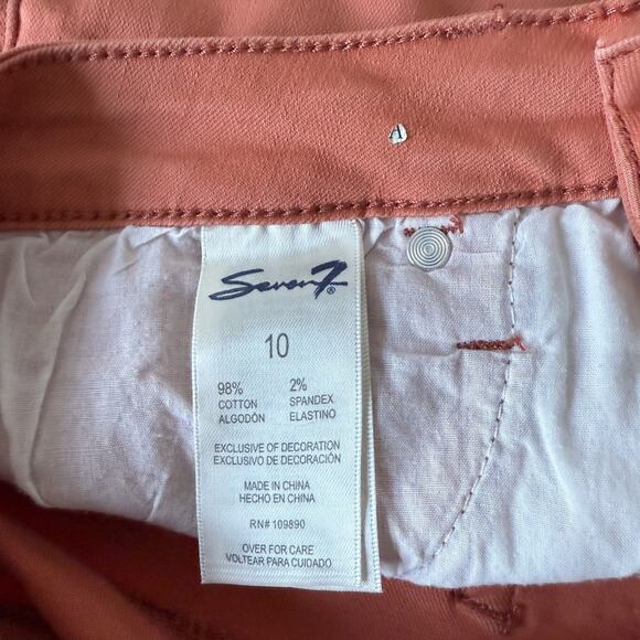 SEVEN 7 Weekend Bermuda Shorts Marsala Orange Release Hem Denim Womens 10 - Picture 6 of 9